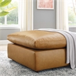 Modway Commix Down Filled Overstuffed Faux Leather Ottoman in Tan