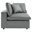 Modway Commix Down Filled Overstuffed Faux Leather Corner Chair in Gray