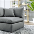 Modway Commix Down Filled Overstuffed Faux Leather Corner Chair in Gray