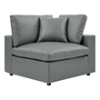 Modway Commix Down Filled Overstuffed Faux Leather Corner Chair in Gray