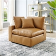 Modway Commix Down Filled Overstuffed Faux Leather Corner Chair in Tan