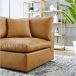 Modway Commix Down Filled Overstuffed Faux Leather Corner Chair in Tan