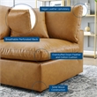 Modway Commix Down Filled Overstuffed Faux Leather Corner Chair in Tan