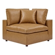 Modway Commix Down Filled Overstuffed Faux Leather Corner Chair in Tan