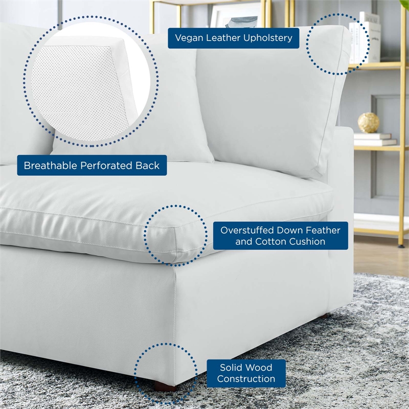 Modway Commix Down Filled Overstuffed Faux Leather Corner Chair in White