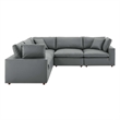 Modway Commix 5-Piece Modern Faux Leather Sectional Sofa in Gray Finish