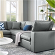 Modway Commix 5-Piece Modern Faux Leather Sectional Sofa in Gray Finish