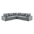 Modway Commix 5-Piece Modern Faux Leather Sectional Sofa in Gray Finish