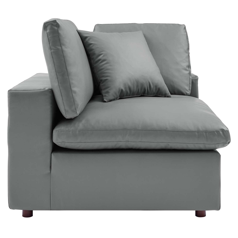 Modway Commix 6-Piece Modern Faux Leather Sectional Sofa in Gray