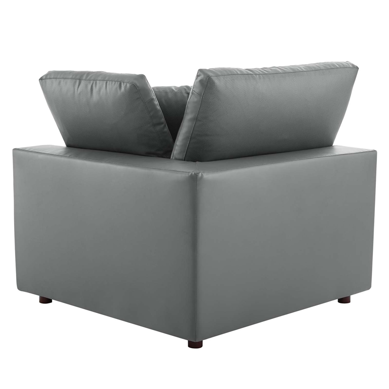 Modway Commix 6-Piece Modern Faux Leather Sectional Sofa in Gray