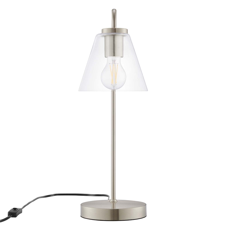 Modway Element 1-Light Modern Glass/Metal Table Lamp in Satin Nickel