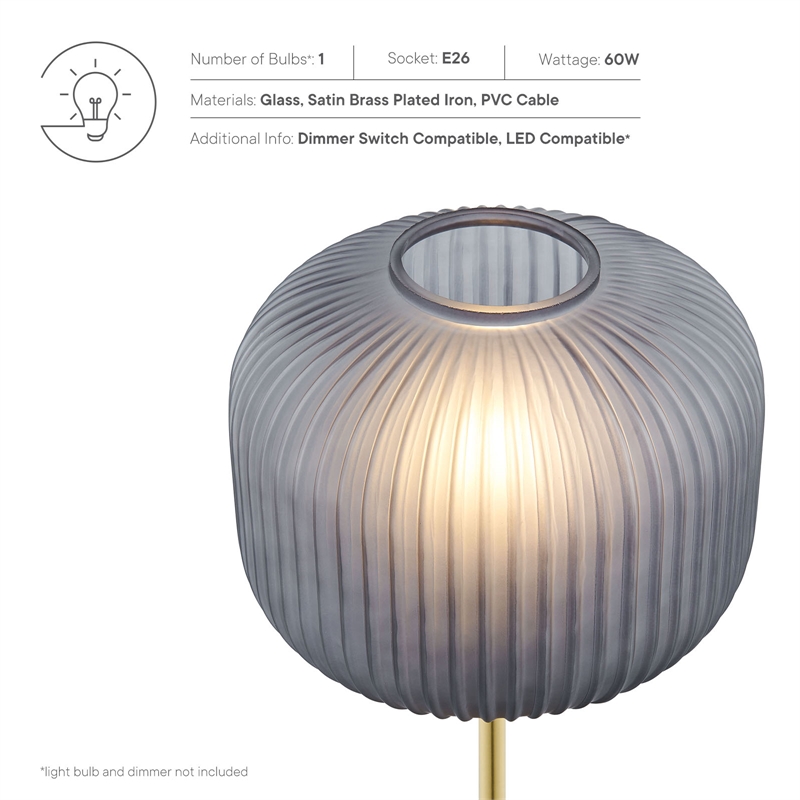 Modway Reprise 1-Light Modern Glass Table Lamp in Black/Satin Brass