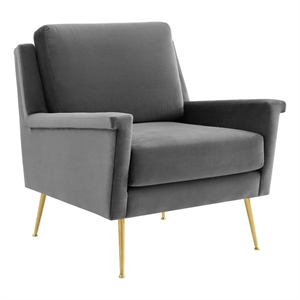 Modway Chesapeake Performance Velvet Armchair in Gold Gray