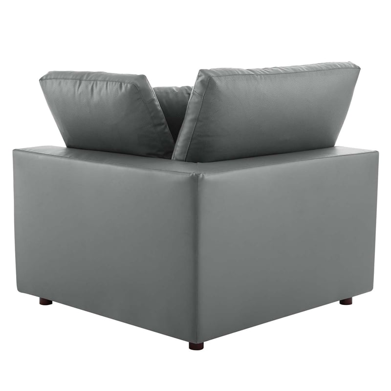 Modway Commix 2-Seater Down Filled Overstuffed Faux Leather Loveseat in Gray