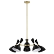 Modway Declare 5-Light Modern Metal Arm Pendant in Black/Satin Brass