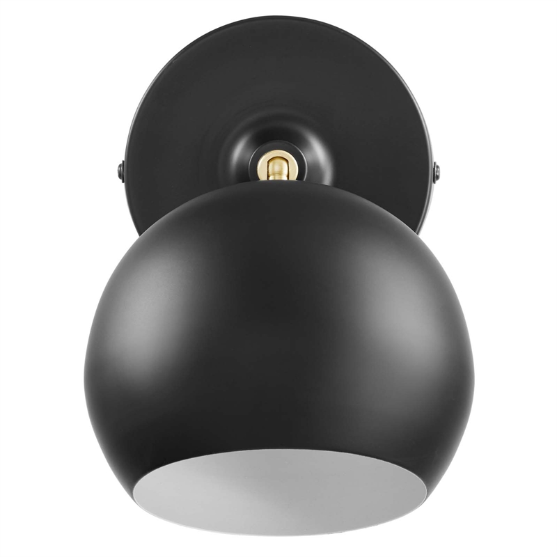 Modway Chalice 1-Light Modern Metal Swing-Arm Wall Sconce in Black/Gold