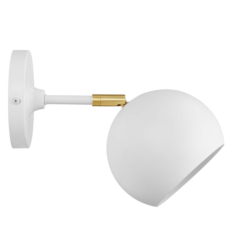 Modway Chalice 1-Light Modern Metal Swing-Arm Wall Sconce in White/Gold