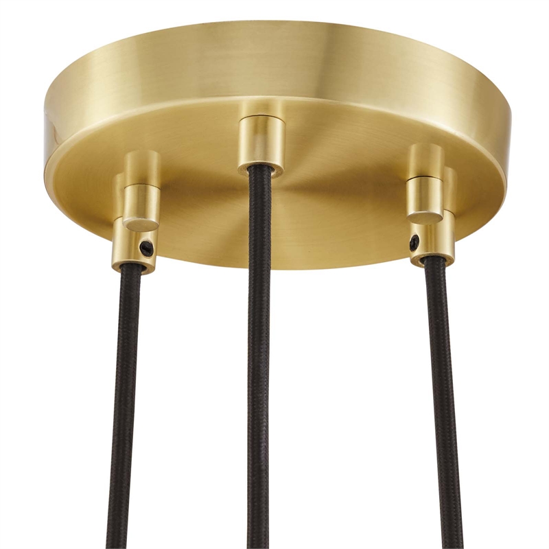 Modway Chalice 3 Lights Modern Metal/Fabric Pendant in Satin Brass