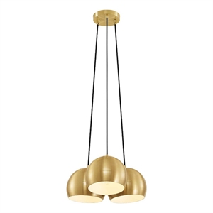 Modway Chalice 3 Lights Modern Metal/Fabric Pendant in Satin Brass
