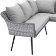 Modway Endeavor Fabric & Aluminum Patio Sectional Sofa in Gray
