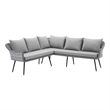 Modway Endeavor Fabric & Aluminum Patio Sectional Sofa in Gray