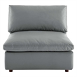 Modway Commix Down Filled Overstuffed Faux Leather Armless Chair in Gray