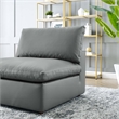 Modway Commix Down Filled Overstuffed Faux Leather Armless Chair in Gray