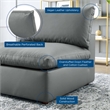 Modway Commix Down Filled Overstuffed Faux Leather Armless Chair in Gray