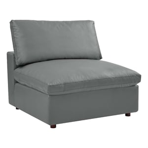 Modway Commix Down Filled Overstuffed Faux Leather Armless Chair in Gray