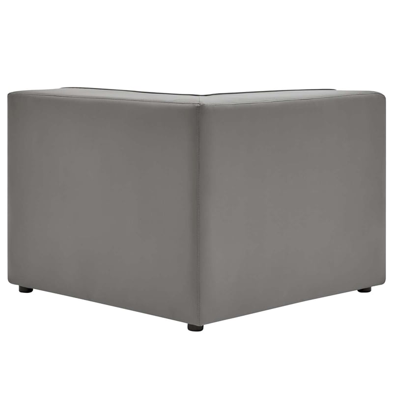Modway Mingle 7-Piece Modern Faux Leather Sectional Sofa in Gray