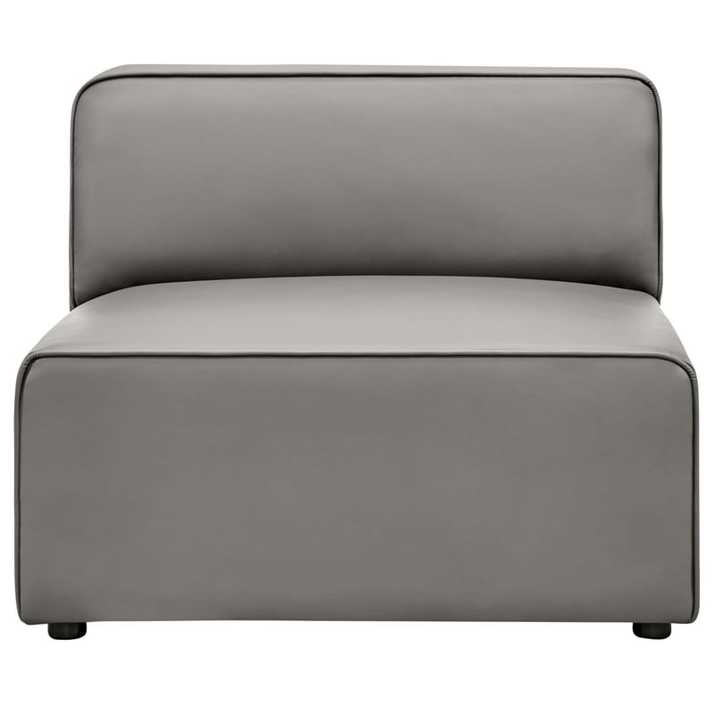 Modway Mingle 7-Piece Modern Faux Leather Sectional Sofa in Gray