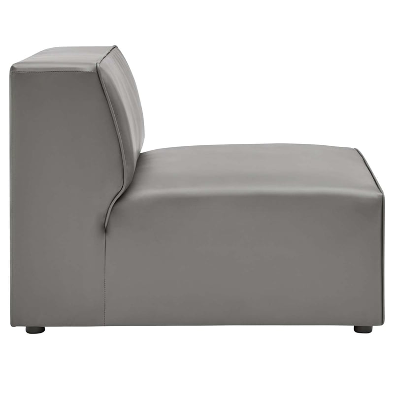 Modway Mingle 7-Piece Modern Faux Leather Sectional Sofa in Gray