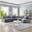 Modway Commix 5-Piece Modern Faux Leather Sectional Sofa in Gray
