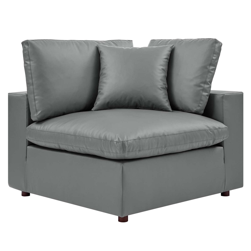 Modway Commix 5-Piece Modern Faux Leather Sectional Sofa in Gray