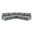 Modway Commix 5-Piece Modern Faux Leather Sectional Sofa in Gray