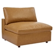 Modway Commix 5-Piece Modern Faux Leather Sectional Sofa in Tan