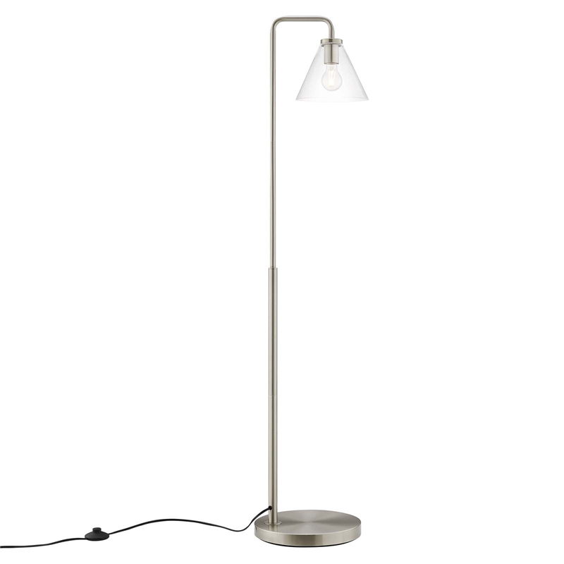 Modway Element 1-Light Modern Glass/Metal Floor Lamp in Satin Nickel