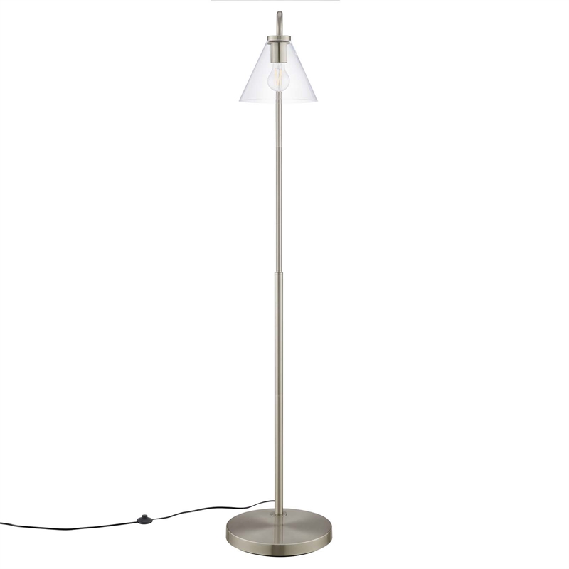 Modway Element 1-Light Modern Glass/Metal Floor Lamp in Satin Nickel