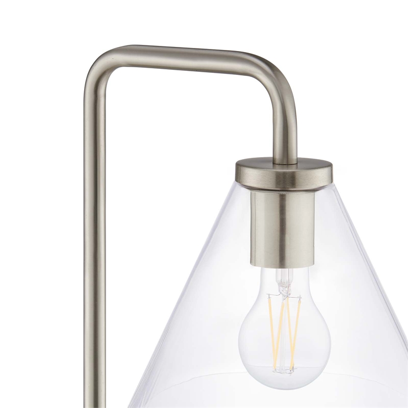 Modway Element 1-Light Modern Glass/Metal Floor Lamp in Satin Nickel