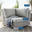 Modway Conway Wicker / Rattan Patio Corner Chair in Light Gray