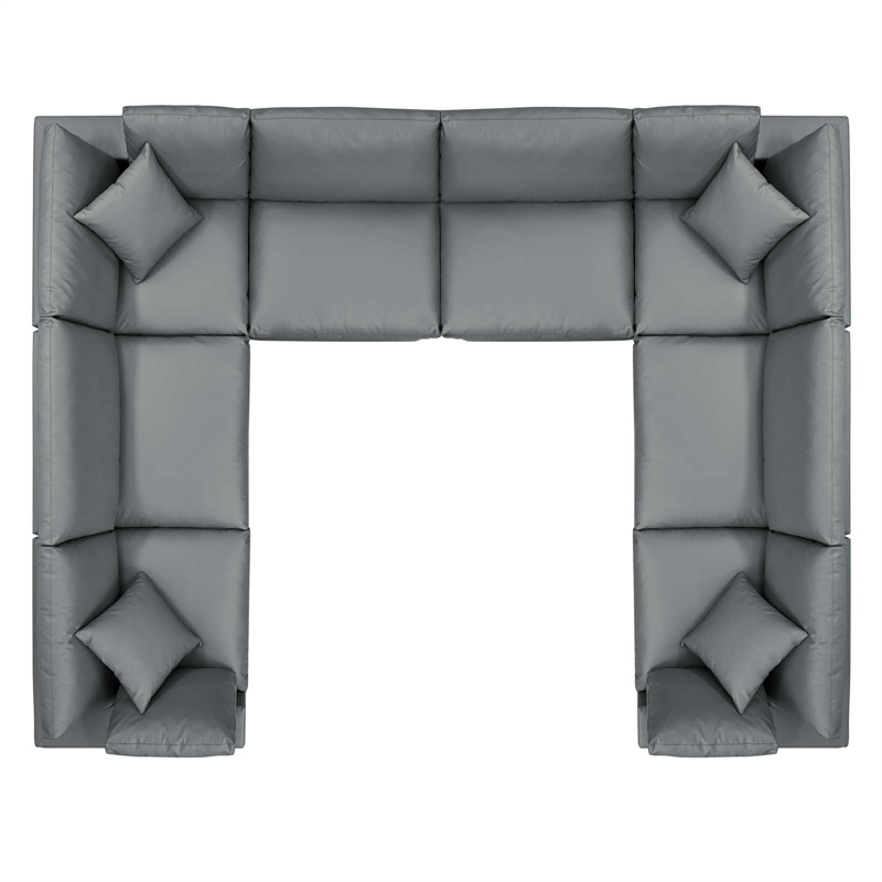 Modway Commix 8-Piece Modern Faux Leather Sectional Sofa in Gray