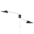 Modway Journey 2-Light Modern Metal Swing Arm Wall Sconce in Black