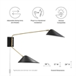 Modway Journey 2-Light Modern Metal Swing Arm Wall Sconce in Black