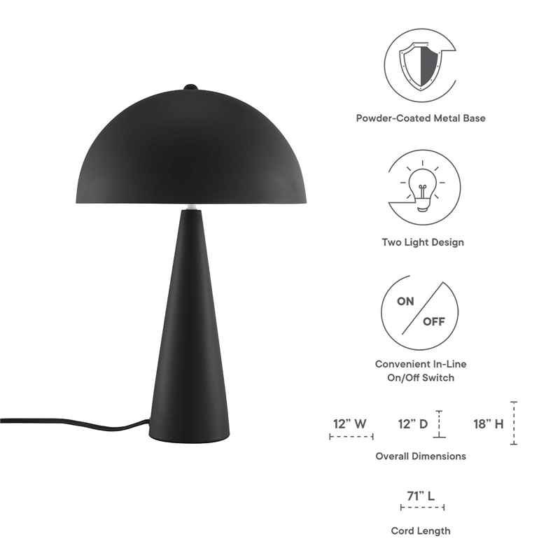 Modway Selena 2 Lights Modern Metal Table Lamp in Black Finish