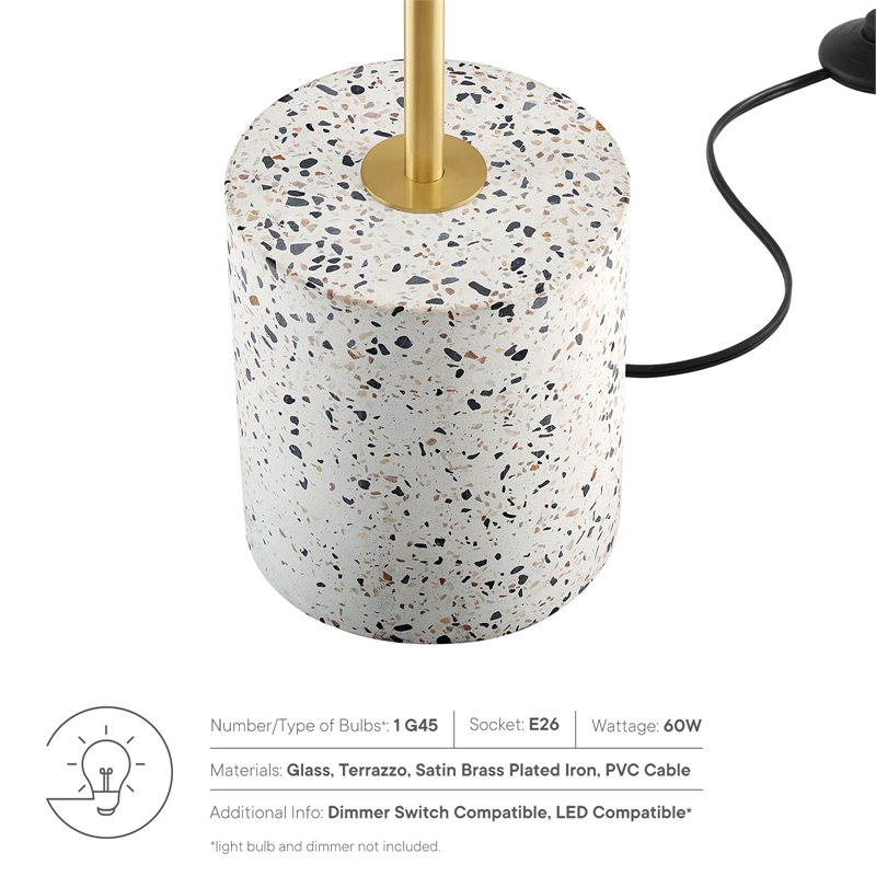 Modway Logic 1-Light Modern Glass/Terrazzo Floor Lamp in White/Brass
