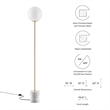 Modway Logic 1-Light Modern Glass/Terrazzo Floor Lamp in White/Brass