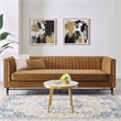 Modway Devote Channel Tufted Performance Velvet Sofa in Cognac Brown
