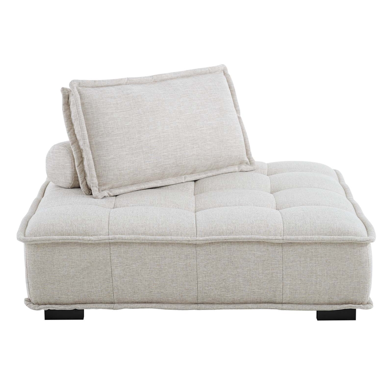 Modway Saunter Modern Tufted Fabric and Wood Armless Chair in Beige