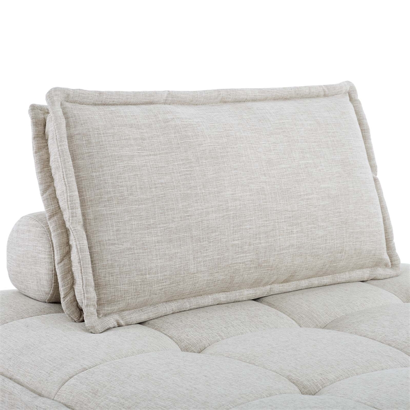 Modway Saunter Modern Tufted Fabric and Wood Armless Chair in Beige
