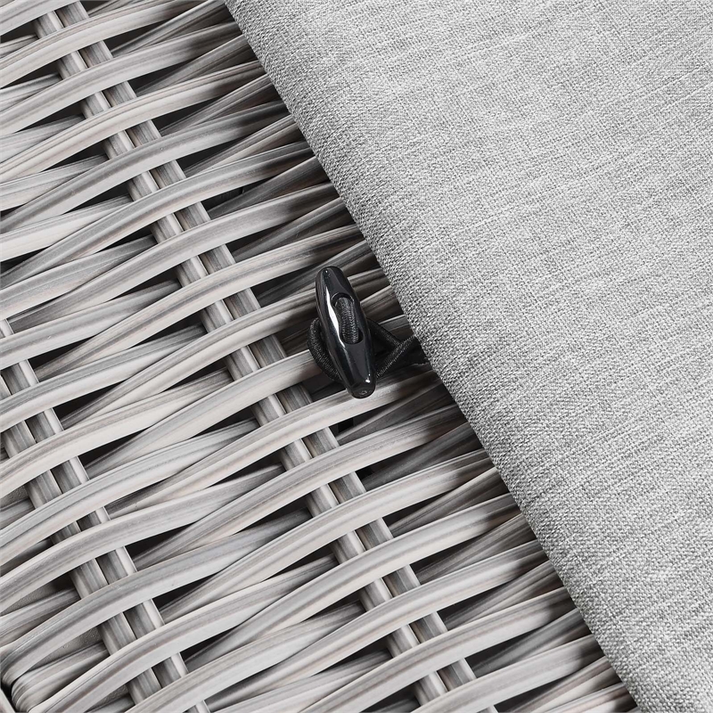 Modway Conway Wicker Rattan and Fabric Patio Ottoman in Light Gray